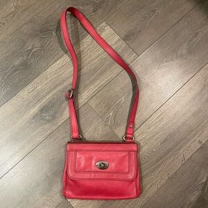 Pink Fossil Leather Crossbody Bag